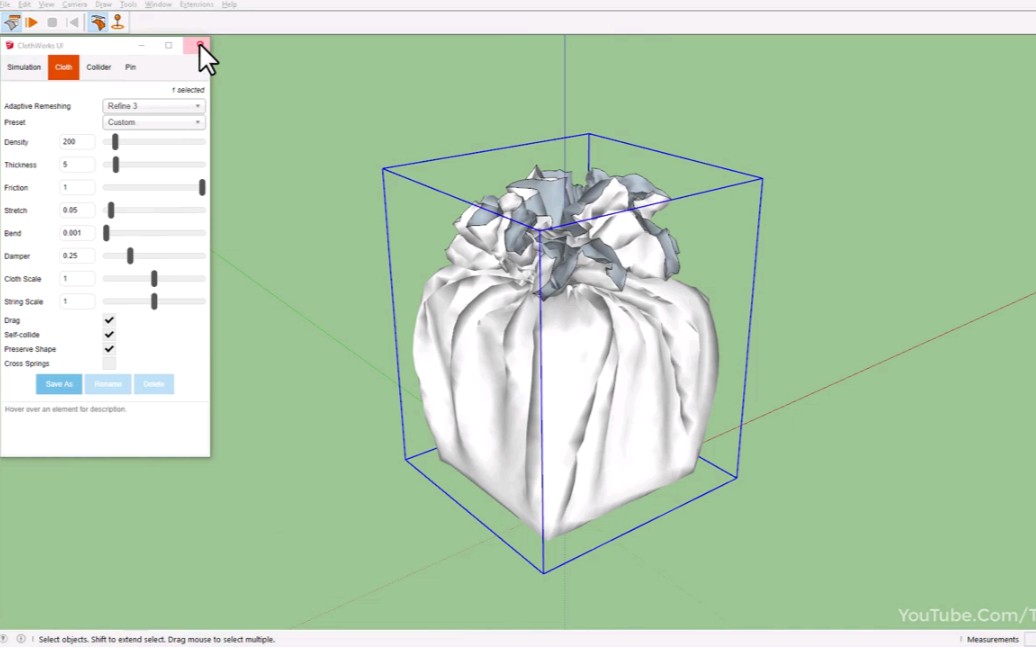 【sketchup进阶教程】su布料模拟器插件,用插件做一个包裹.布料模拟器插件可在胚子库下载有免费资源.哔哩哔哩bilibili