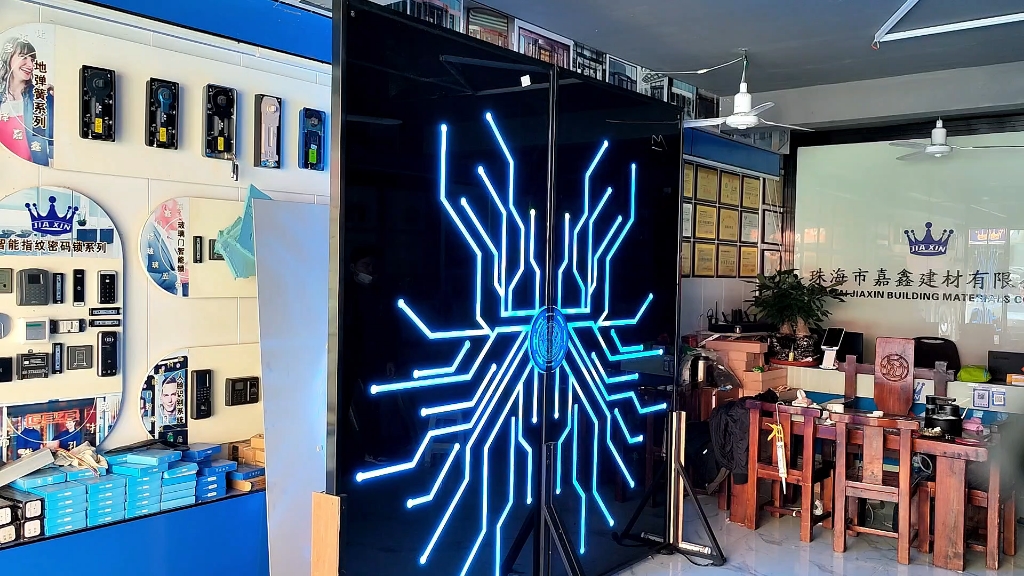 嘉鑫实业 掌纹触摸发光感应网红门 智能科技全息互动投影自动门网红门