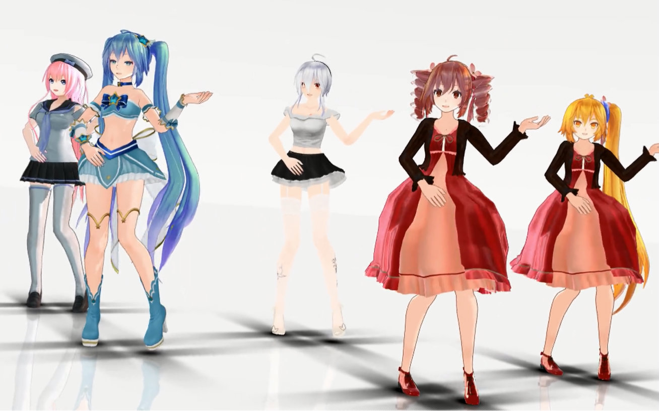 【mmd】【世界歌姬】在世界歌姬们的大白腿间穿梭哦 ヽ(゜▽゜ )_哔哩