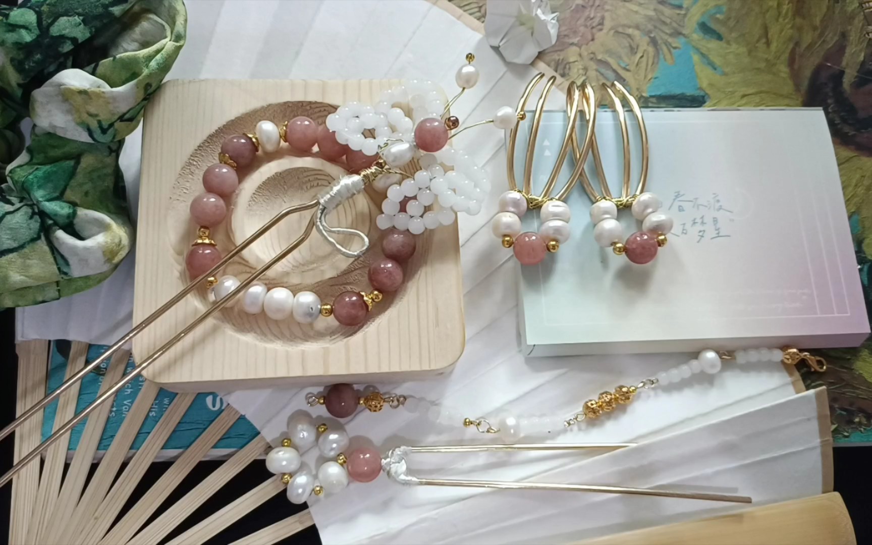 七夕天然石淡水珍珠发簪套装48rmb福袋