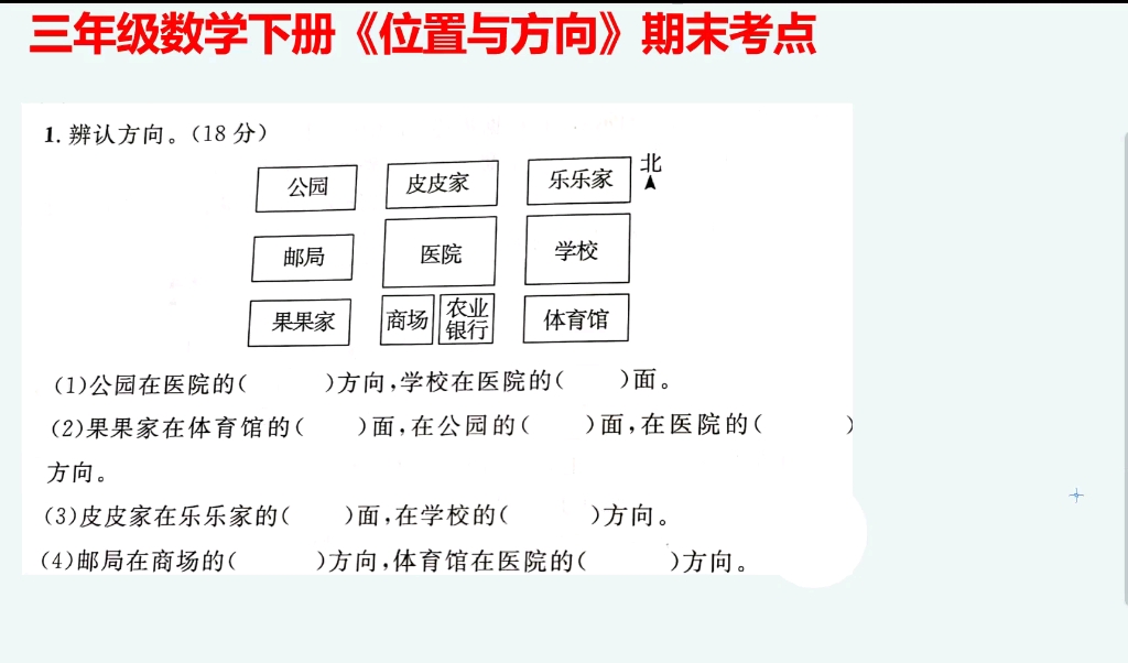 [图]三年级数学下册期末考点二：位置与方向太难了，快来学习吧！