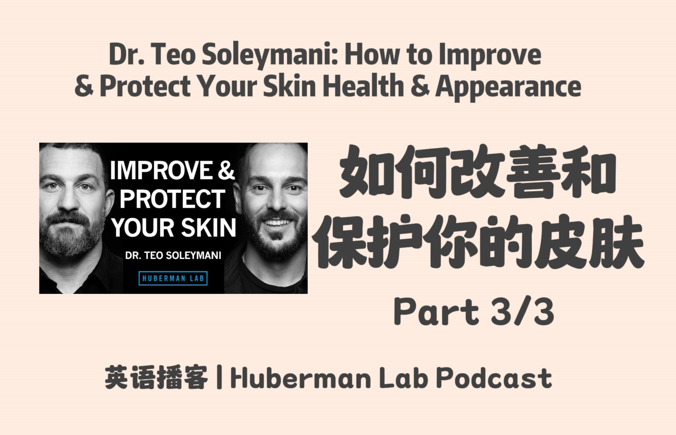 【 Huberman Lab】20240819: Dr. Teo Soleymani: 如何改善和保护你的皮肤 Part 3/3 | 英语播客 Podcast哔哩哔哩bilibili