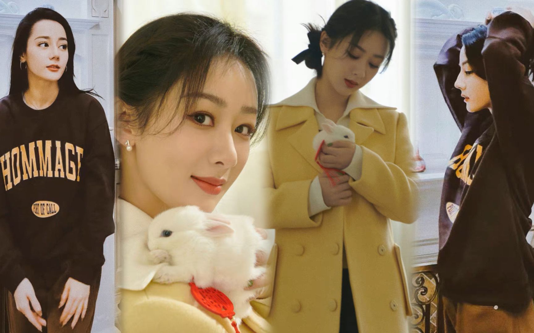 大年初七女明星开工啦 迪丽热巴慵懒随性绝美侧颜 杨紫和小兔子合照
