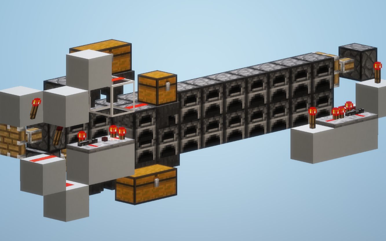 [图]【MCBE】简易抗重载活塞轮融炉|simple reloaddingchunks-proof piston feed tape powered smelter