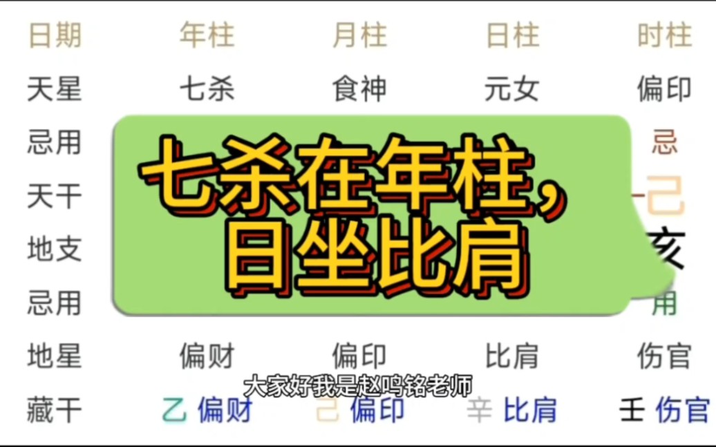 八字命理,七杀在年柱,日坐比肩哔哩哔哩bilibili