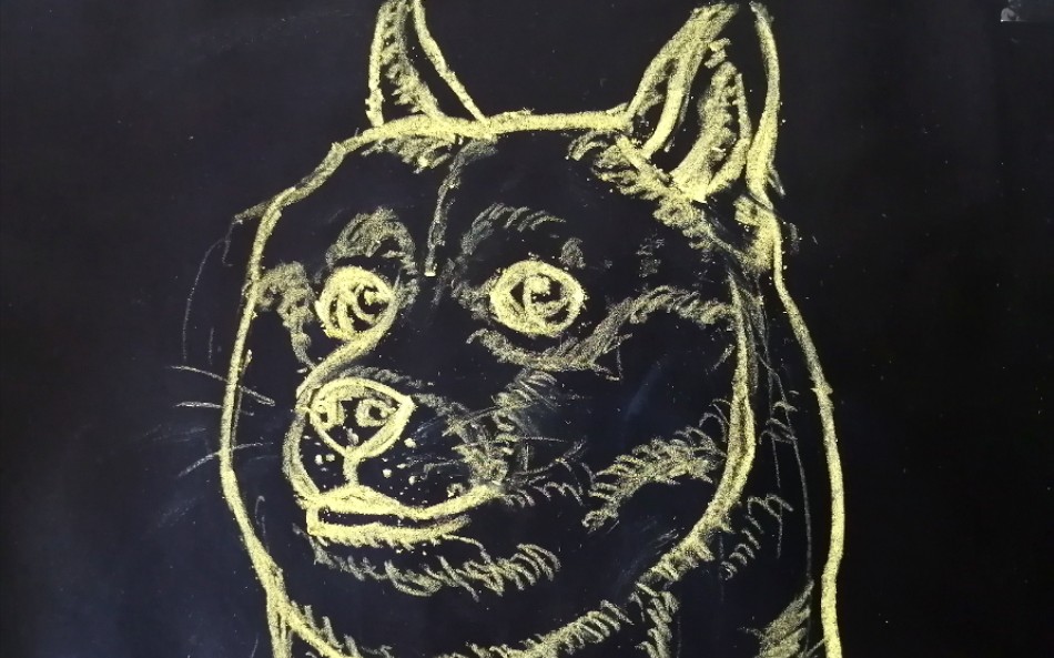 用粉笔画柴犬doge表情包