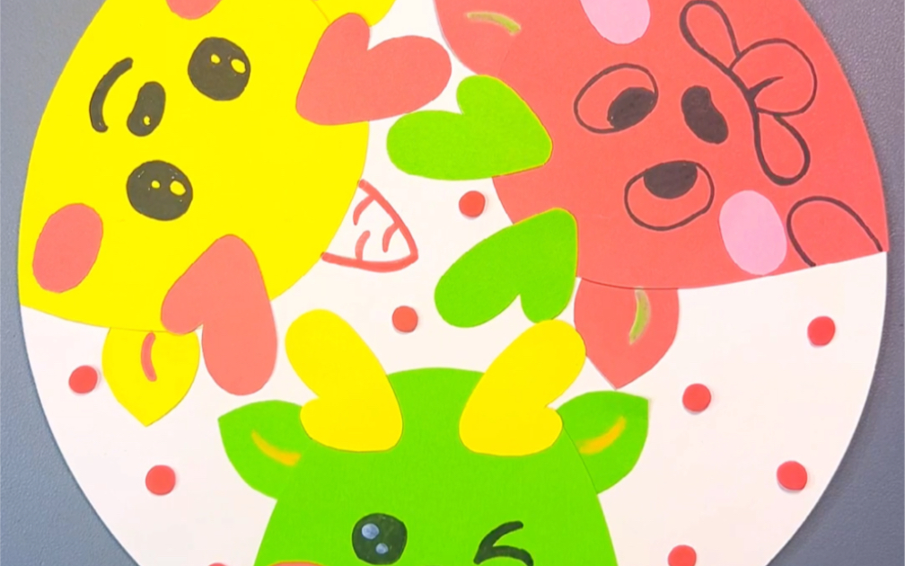 简单有趣的龙年春节手工画.