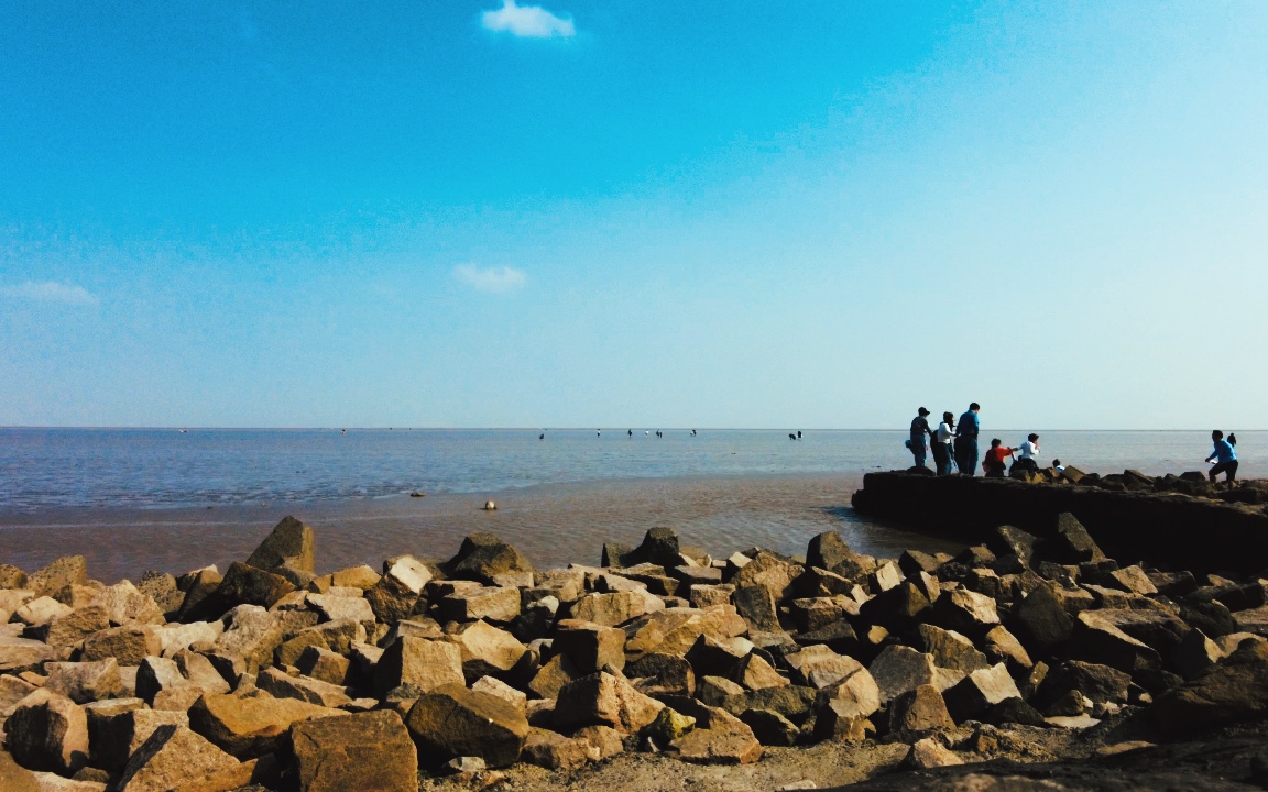 秋天的海滩,上海临港新城