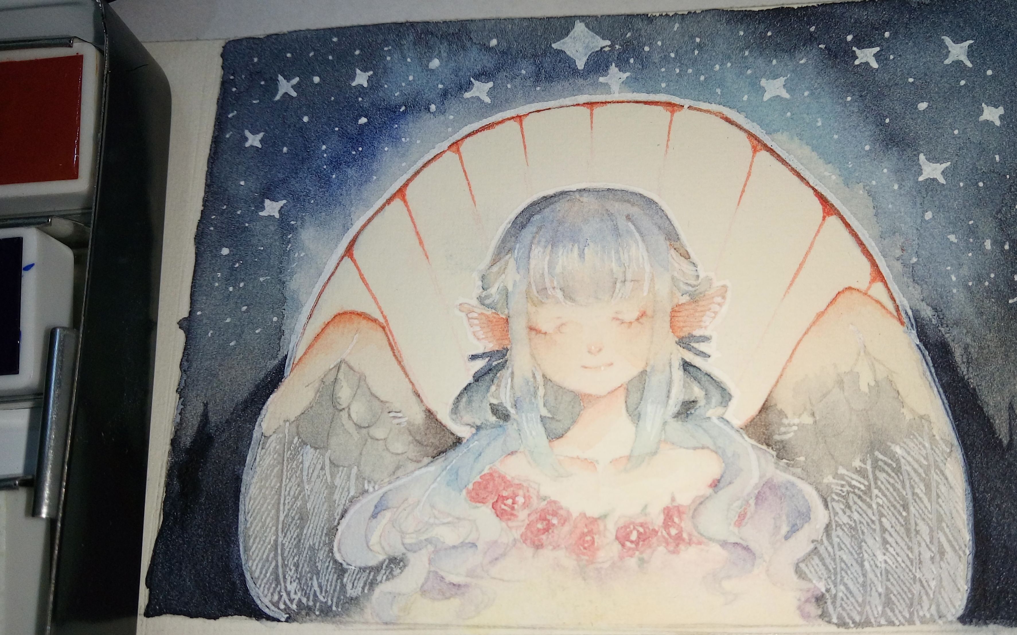 【水彩】上色小教程画一只小天使