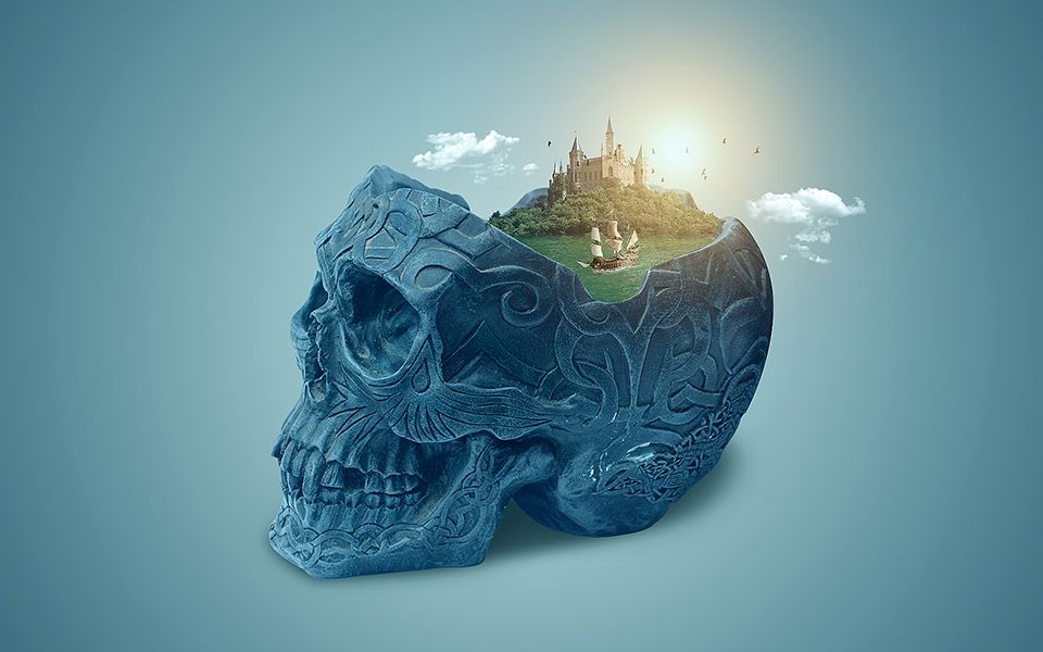 ps铁骷髅里面的城堡创意合成