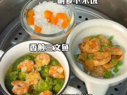 Tải video: 宝宝辅食一锅蒸，营养健康，好吃做法也简单。香煎三文鱼、鲜虾西兰花、胡萝卜米饭