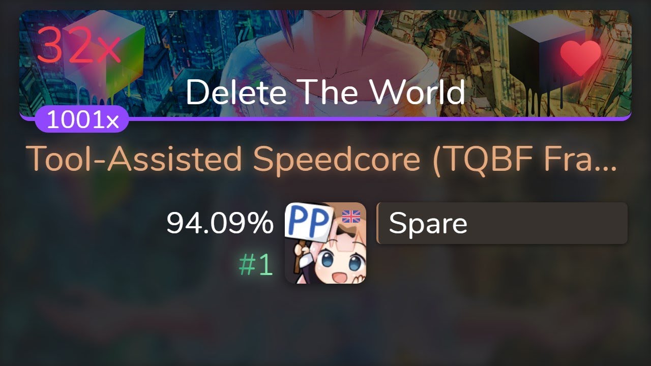 [Live] Spare | Kobaryo  ToolAssisted Speedcore [Delete The World] 94.09% {#1 L哔哩哔哩bilibili