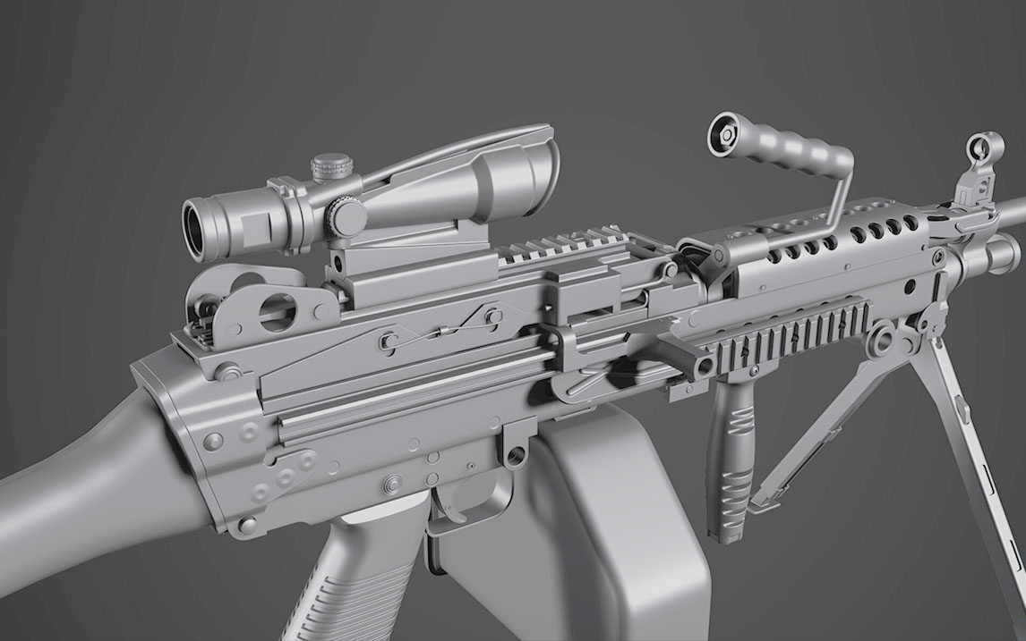 【3dmax枪械建模】吃鸡空投"大菠萝"冲锋枪模型制作,超详细枪械建模