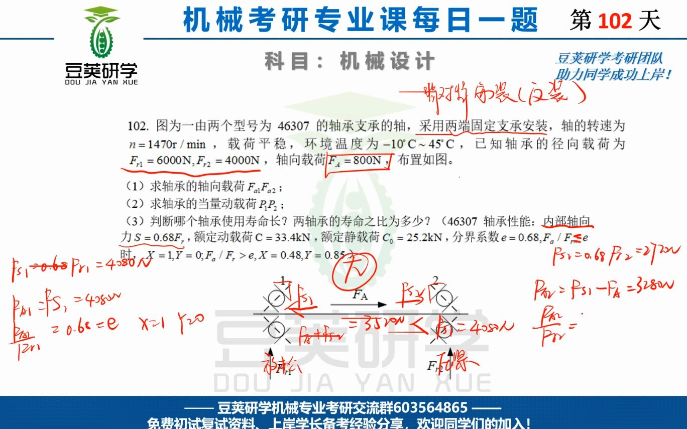 机械设计考研每日一题——轴承寿命计算哔哩哔哩bilibili