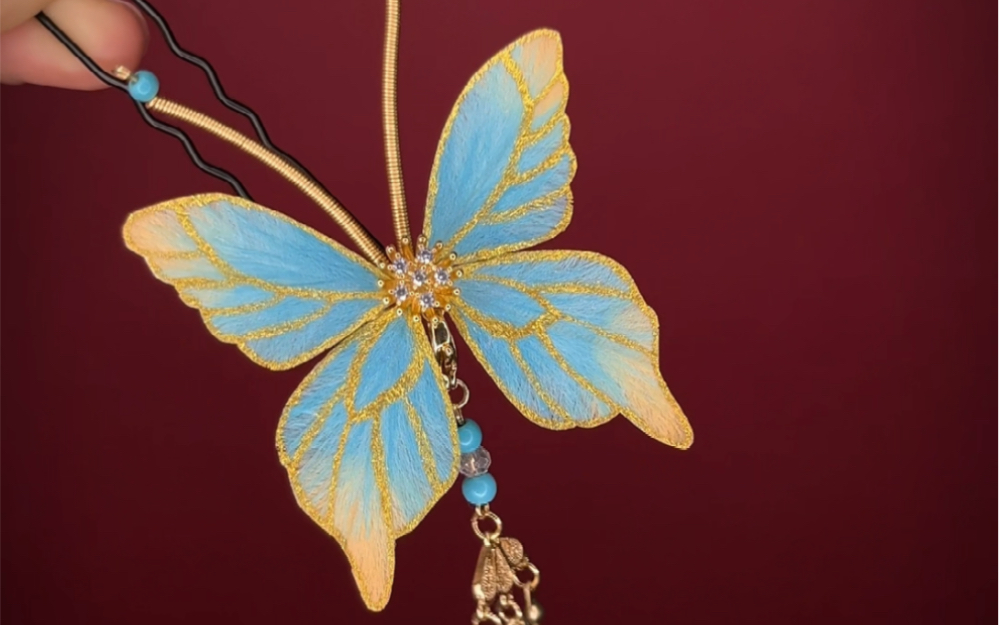 敦煌配色的绒花蝴蝶