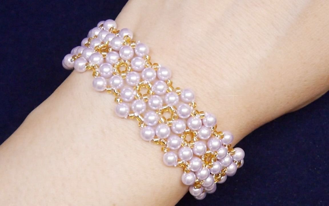 【串珠】华丽花朵图案手链