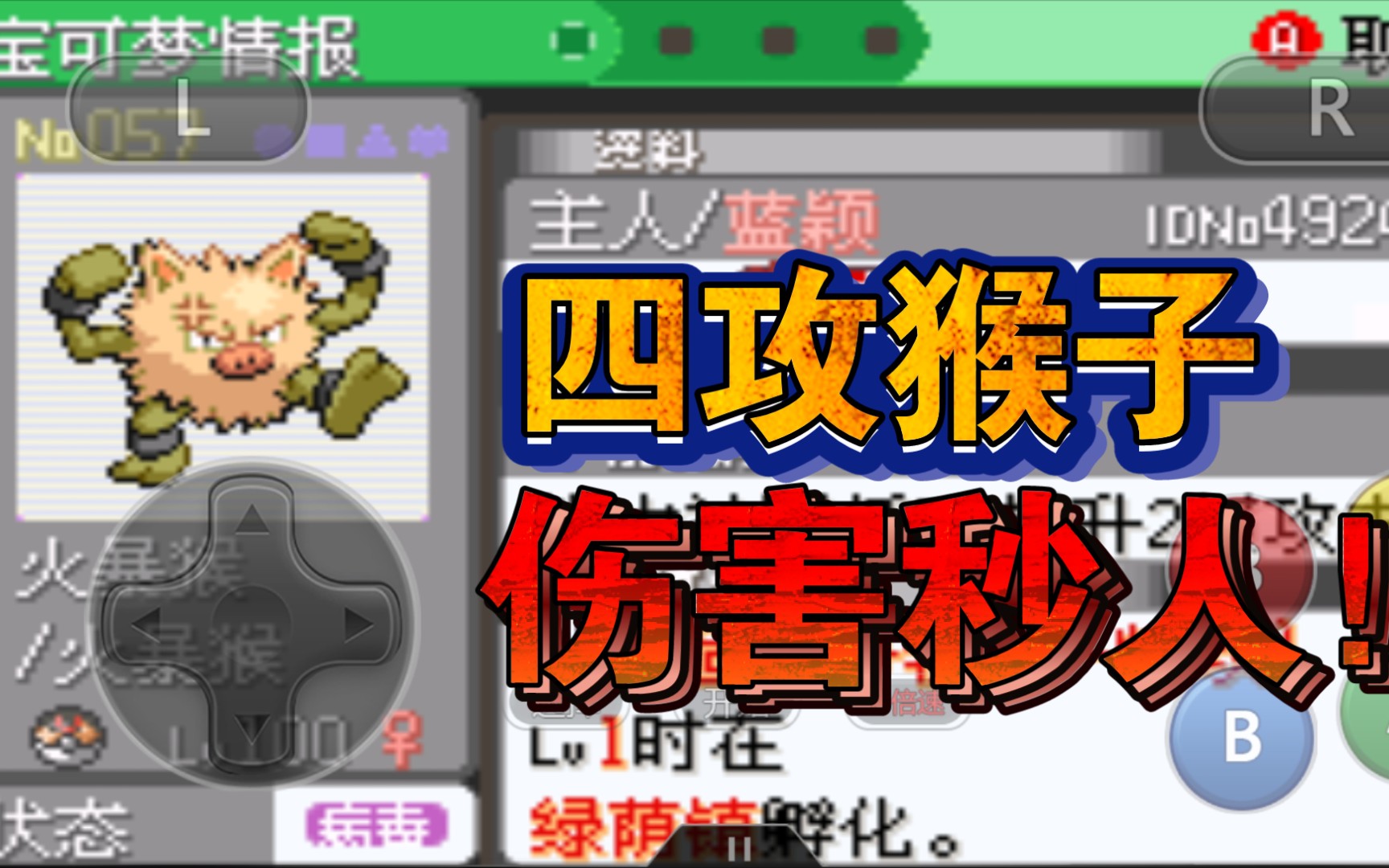 口袋妖怪究极绿宝石中的四攻王者火爆猴