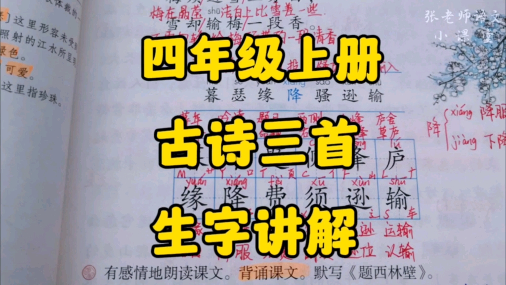 四年级上册:《古诗三首》生字讲解,一字一解一分析,一起邀你来学习!哔哩哔哩bilibili