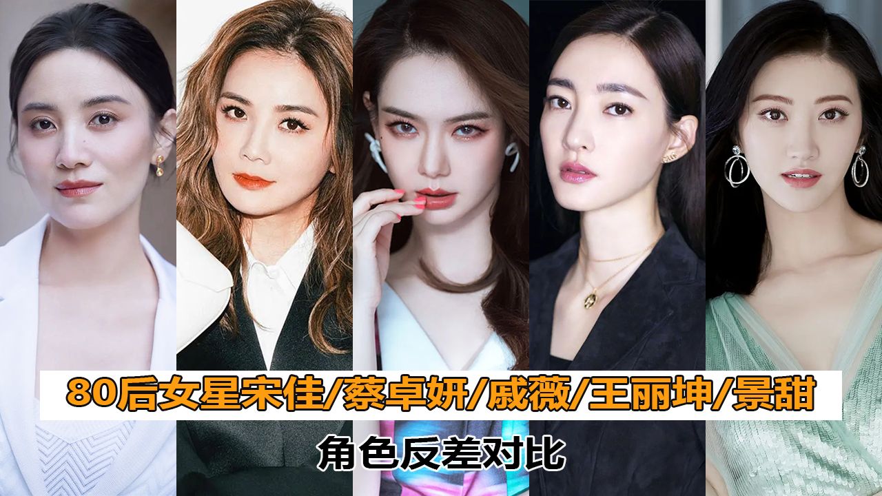 【明星】80后女星宋佳/蔡卓妍/戚薇/王丽坤/景甜角色反差对比
