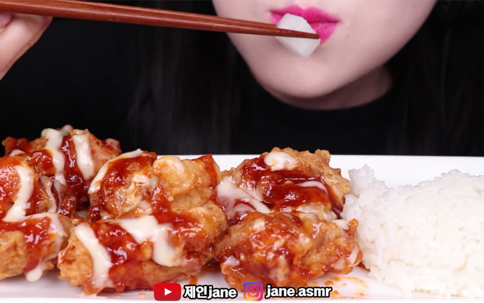 jane吃播咀嚼音2019312炸鸡米饭
