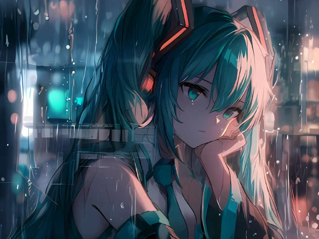 壁纸|初音未来|窗外的雨季哔哩哔哩bilibili