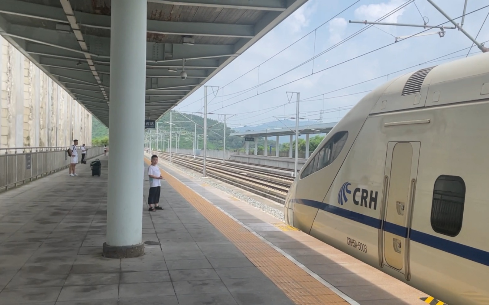 crh5a5003动车组列车进入沈丹客专线通远堡西站停车