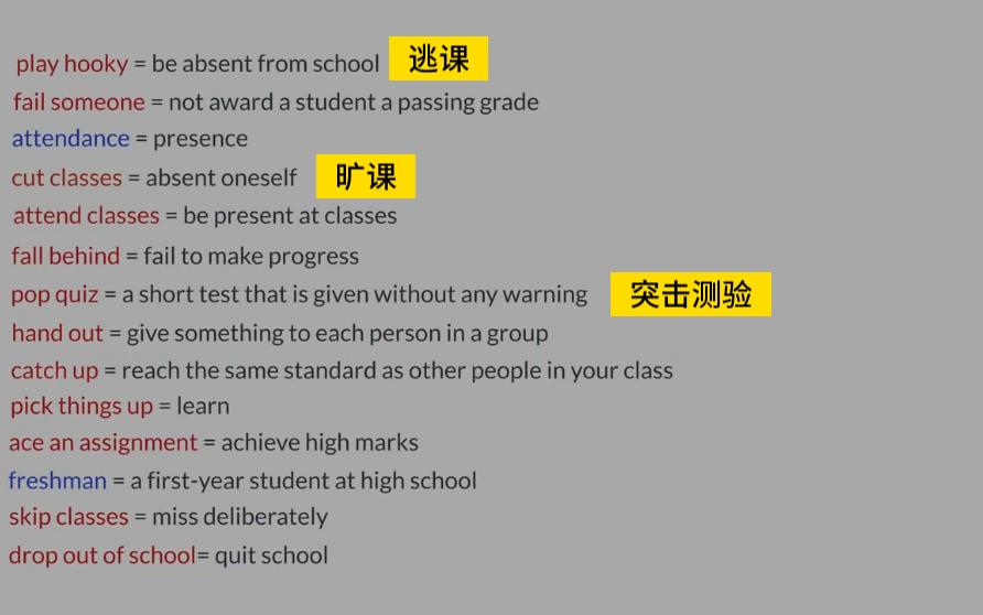 【自制翻译】学校常用的词组哔哩哔哩bilibili