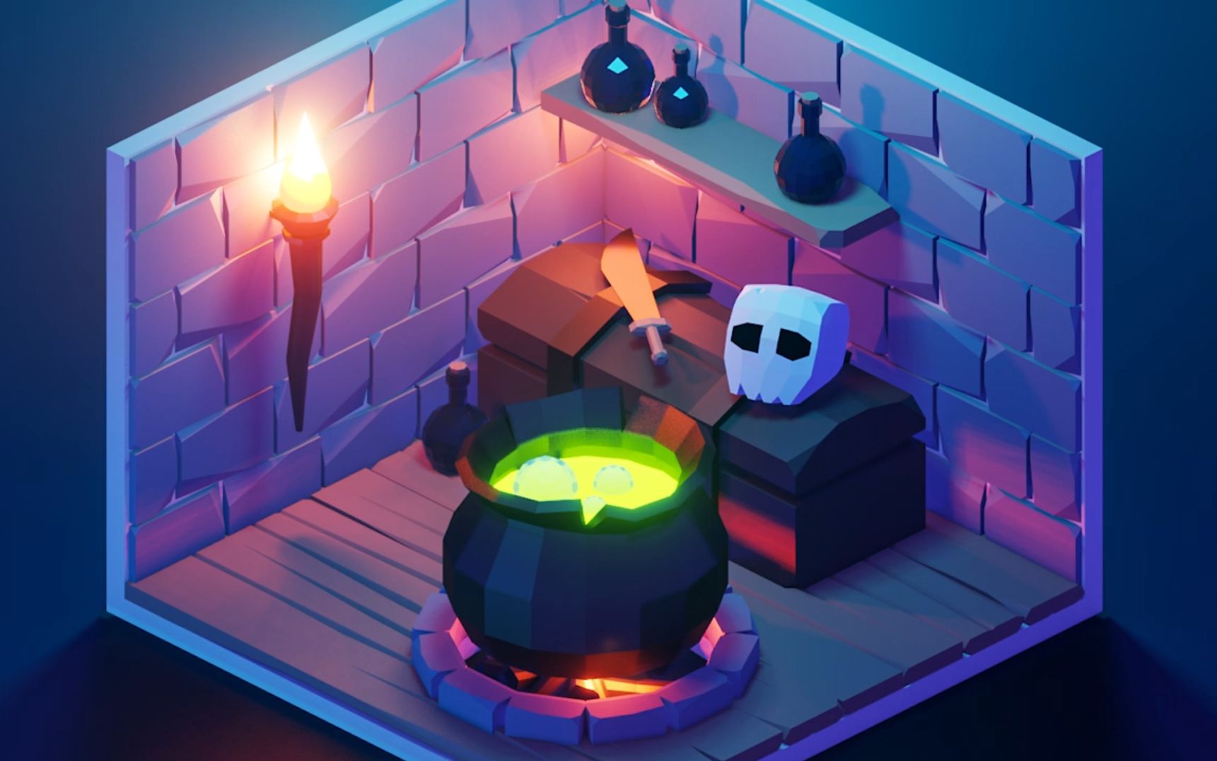 【blender教程】制作low poly 风格的女巫炼药场景_哔哩哔哩_bilibili