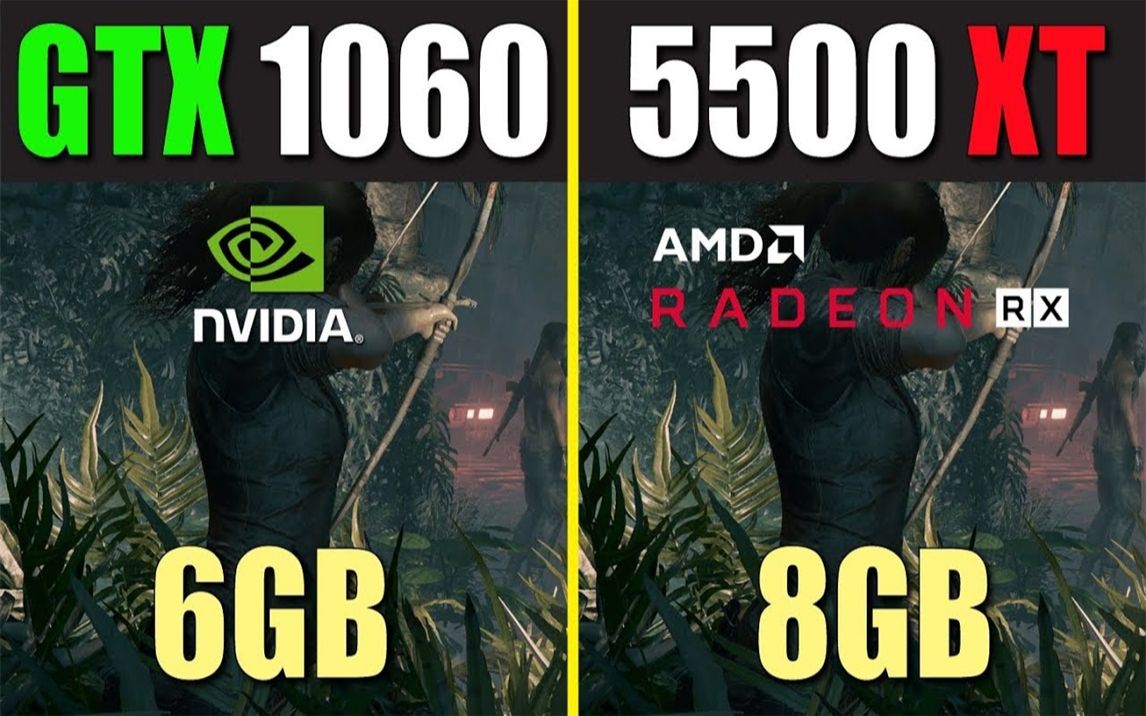 RX 5500XT(8G) vs GTX 1060(6G) 显卡游戏性能测试对比(CPU为i7-8700K) 1080P视频