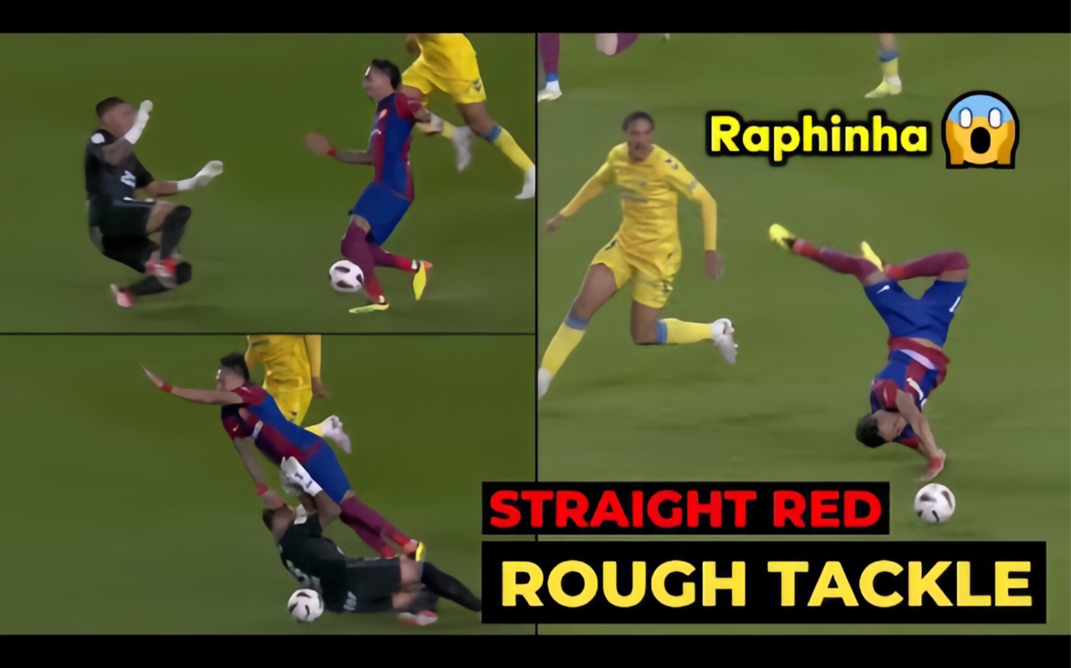 对拉菲尼亚的粗暴铲球!巴萨vs拉斯帕尔马斯