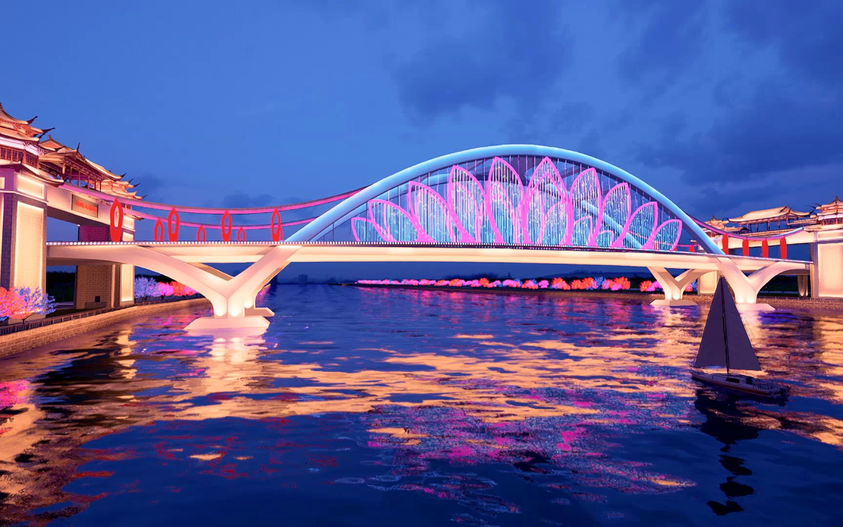 大桥建筑亮化灯光及景观照明设计方案