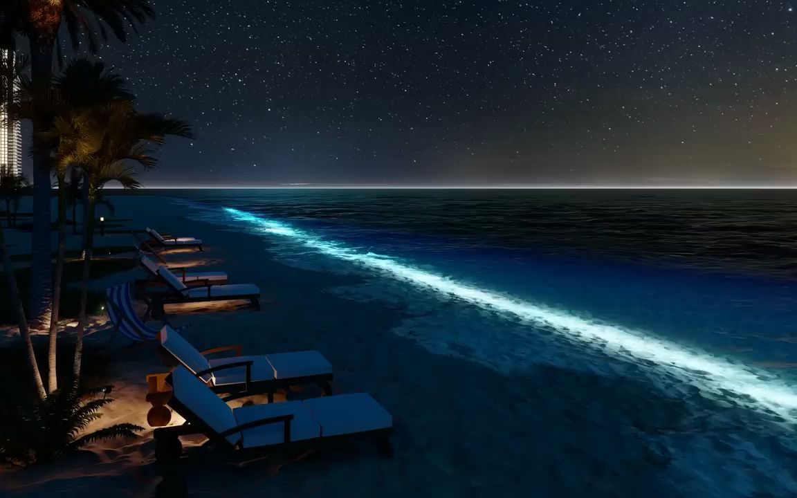 独自在夜晚的海边壁纸图片