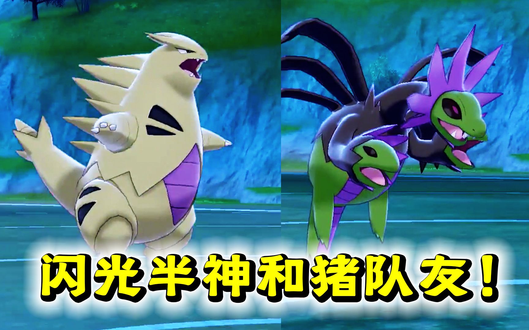 两只闪光半神兽太帅了!可惜有个猪队友拖后腿!精灵宝可梦剑盾58c