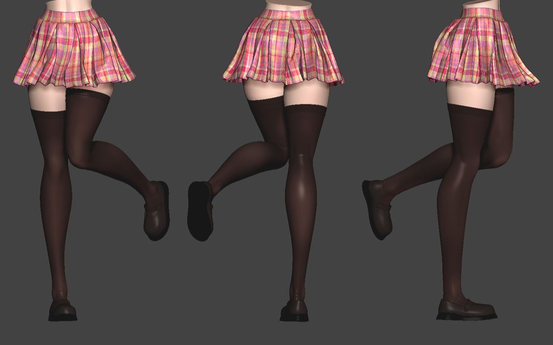 zbrush人物下半身躯干雕刻,md制作jk百褶裙及hs教学 次世代初阶段练习