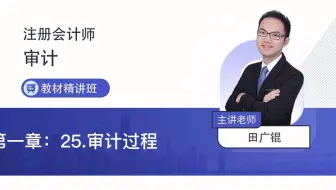 2022年注会考试《审计》教材精讲第一章25审计过程—田广锟老师