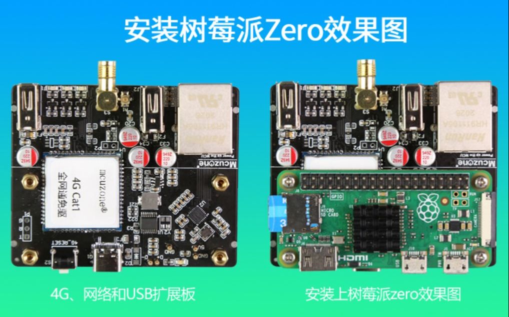 树莓派zero平台的4G Cat1和有线以太网扩展模块硬件介绍,镀金顶针连接无需USB线缆 4G Cat1模组免驱 即插即用哔哩哔哩bilibili