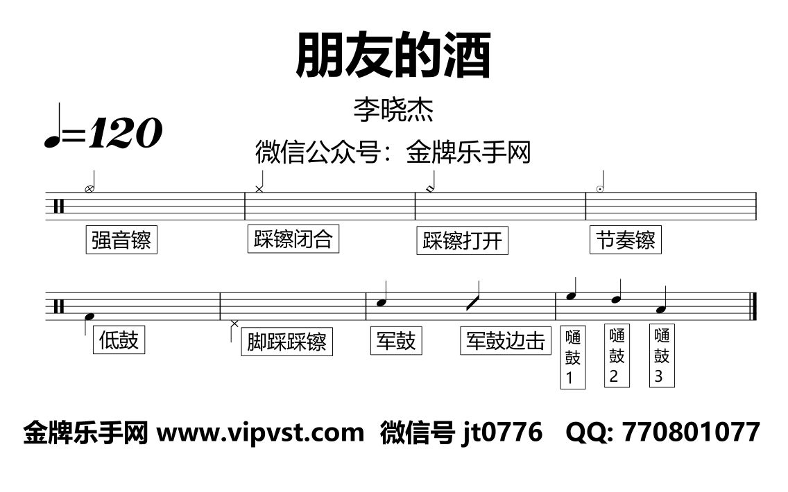 朋友的酒架子鼓谱图片