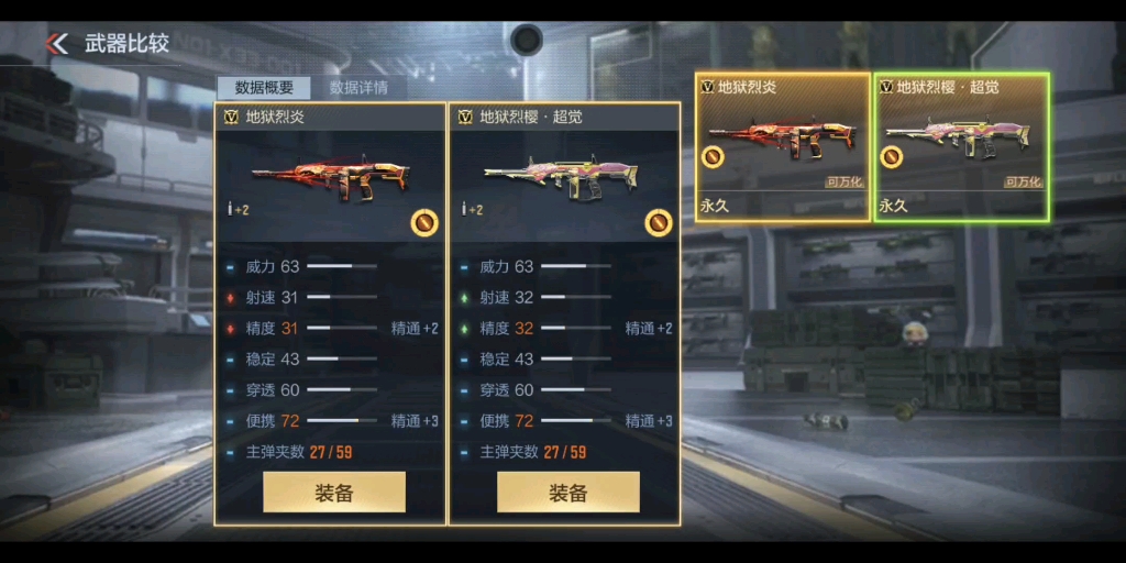 穿越火线手游地狱烈炎与地狱烈樱超觉的比对仅供参考