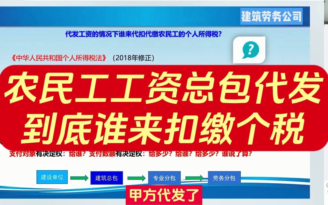 农民工工资总包代发到底谁来扣缴个税 郑老师哔哩哔哩bilibili