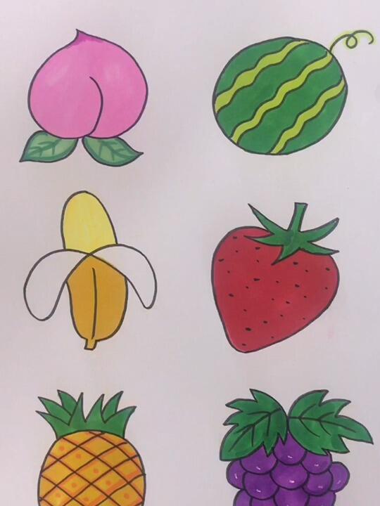 水果简笔画组合带颜色图片