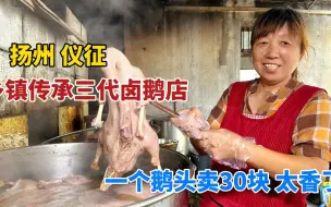 Download Video: 江苏扬州，仪征大姐三代人做盐水鹅，老鹅卖60一斤，一个鹅头30块#盐水鹅 #扬州老鹅 #扬州美食