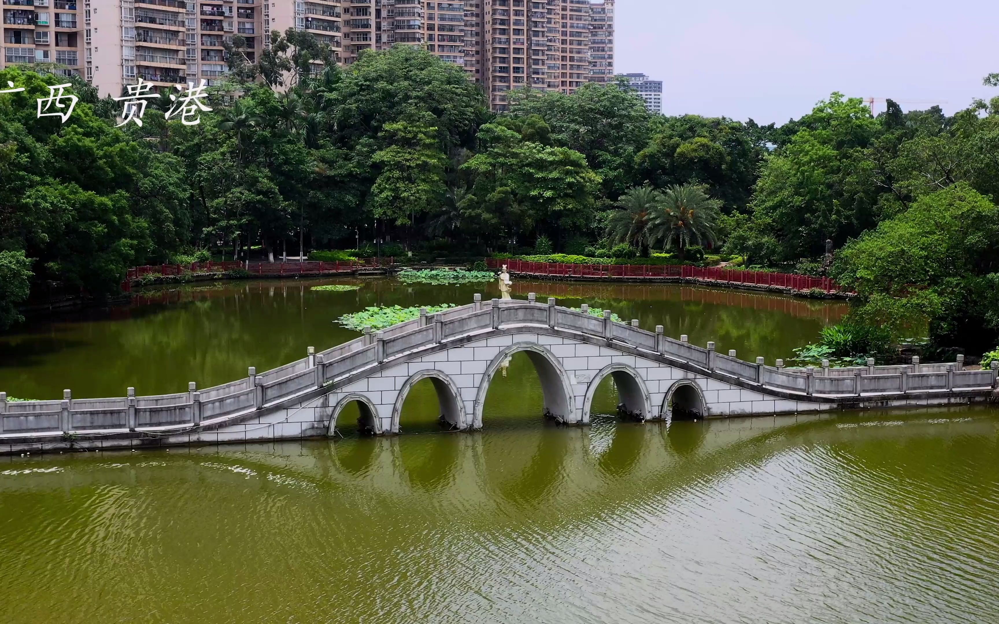 贵港小憩—航拍镜头下的东湖和新世纪广场