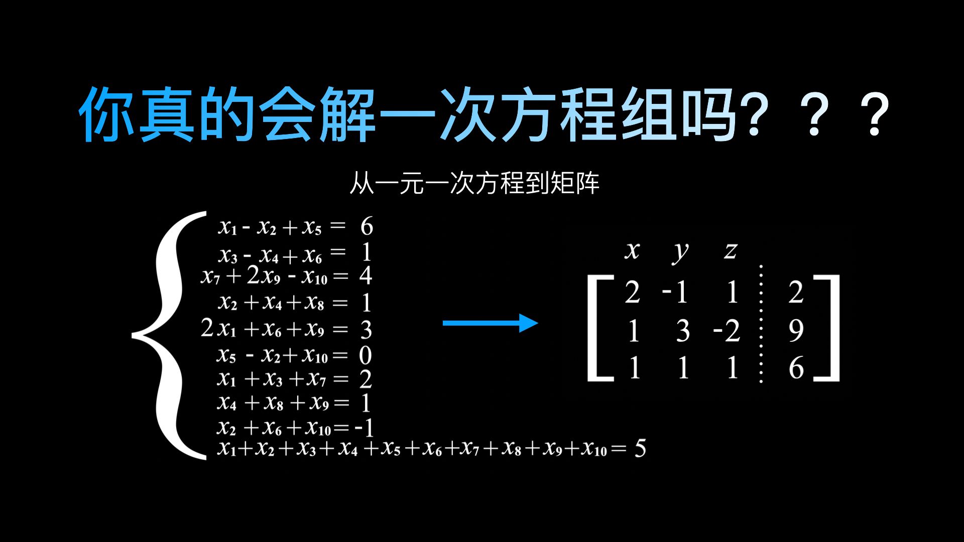 【系列名】#1  从一元一次方程到矩阵