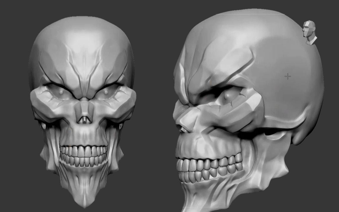 【zbrush教程】骷髅头案例雕刻,帮你了解头骨的实际结构哔哩哔哩bilibili