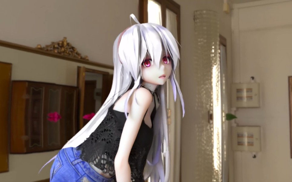 mmd吊带热裤黑丝弱音something