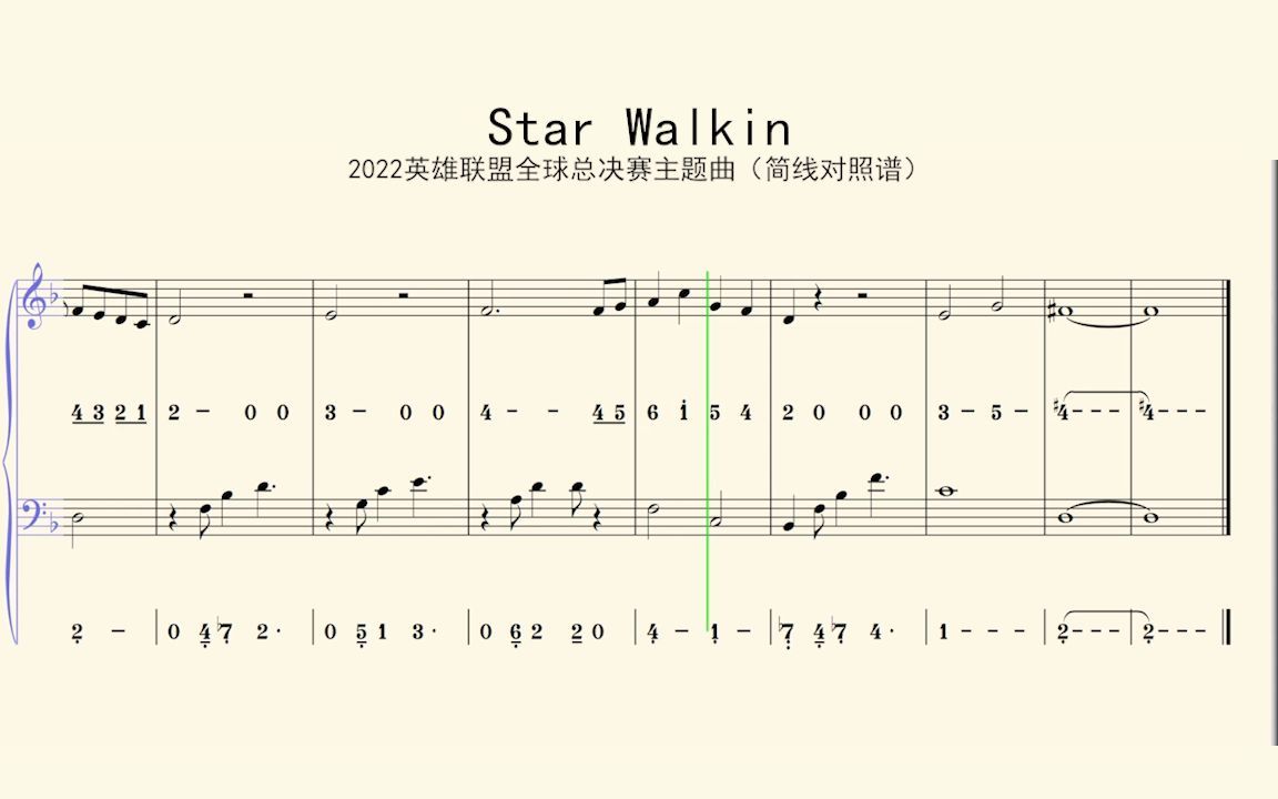 钢琴谱:Star Walkin2022英雄联盟全球总决赛主题曲(简线对照谱)哔哩哔哩bilibili