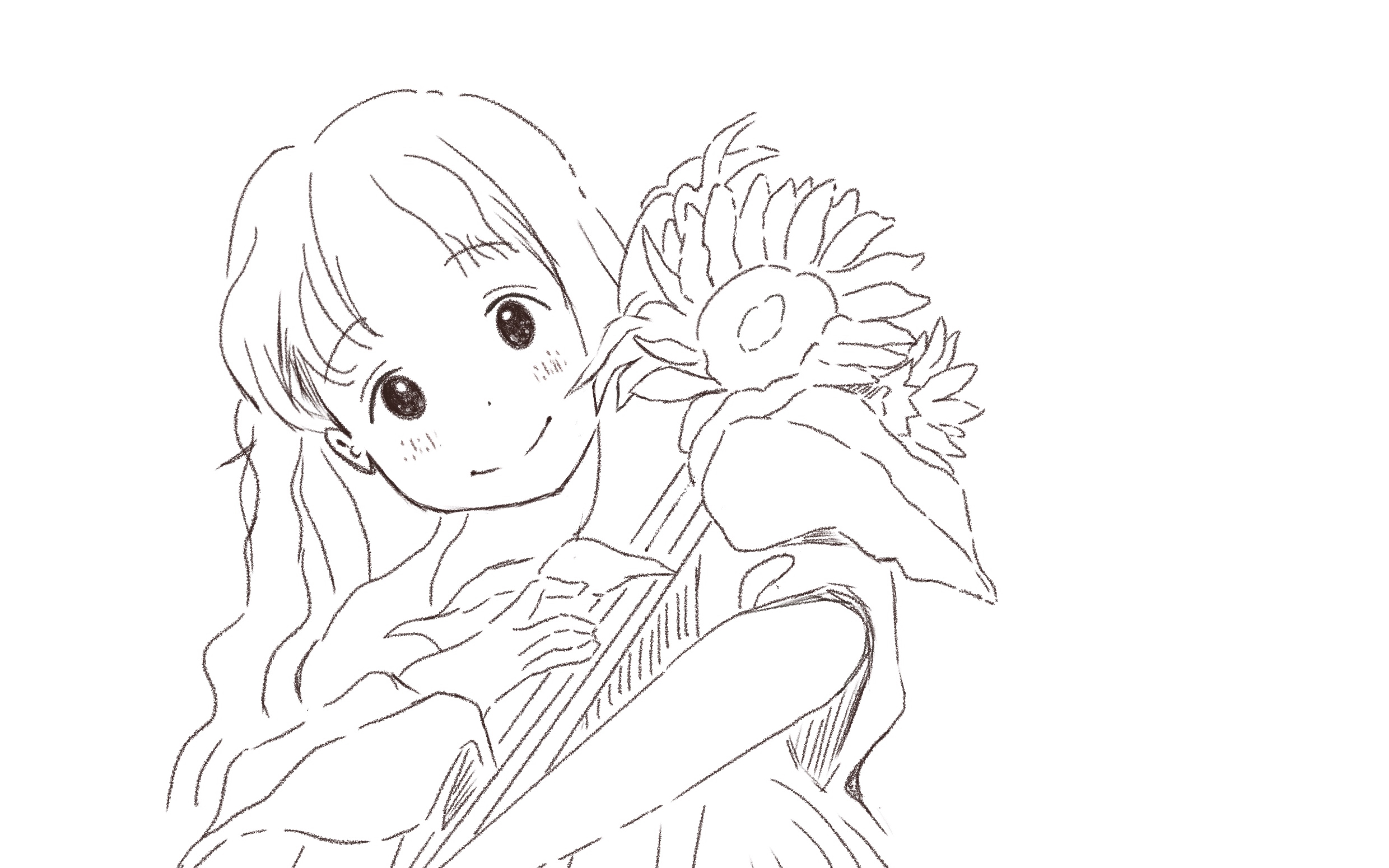 活动作品procreate绘画向日葵女孩