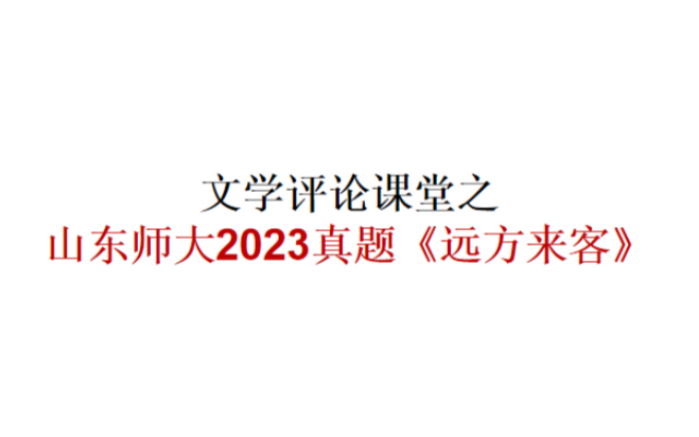 考研文学评论|山东师范大学2023年文学评论真题《远方来客》精讲哔哩哔哩bilibili