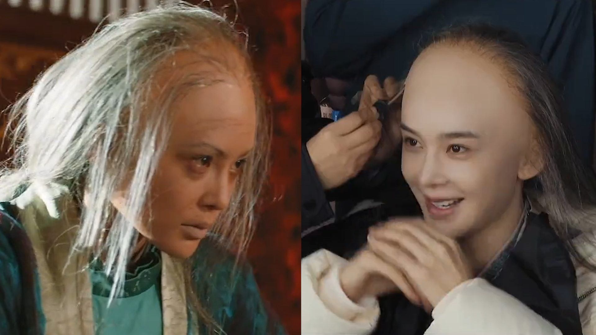 赵樱子秃头扮演裘千尺,一出场把惠英红吓到,忍不住偷笑:太丑了