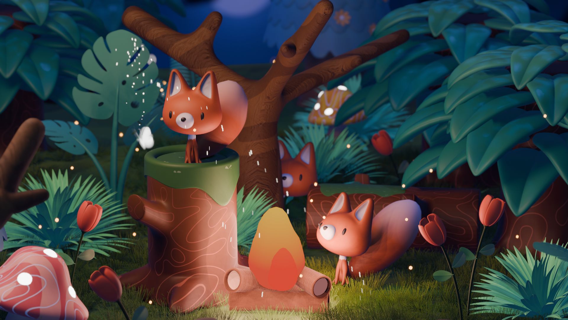 【blender】跟着kurtips老师完成的小狐狸场景动画